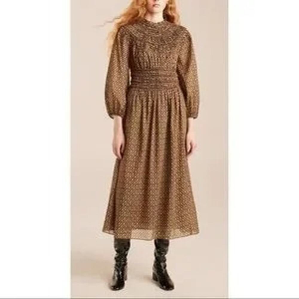 Rebecca Taylor Feather Fleur Smocked Floral Midi Dress size 4 NWOT